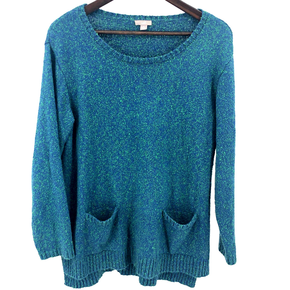 J. Jill Crewneck Blue Green Sweater Tunic